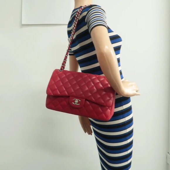 100% Authentic CHANEL CF Jumbo Red Leather Shoulder Bag - Picture 12 of 12